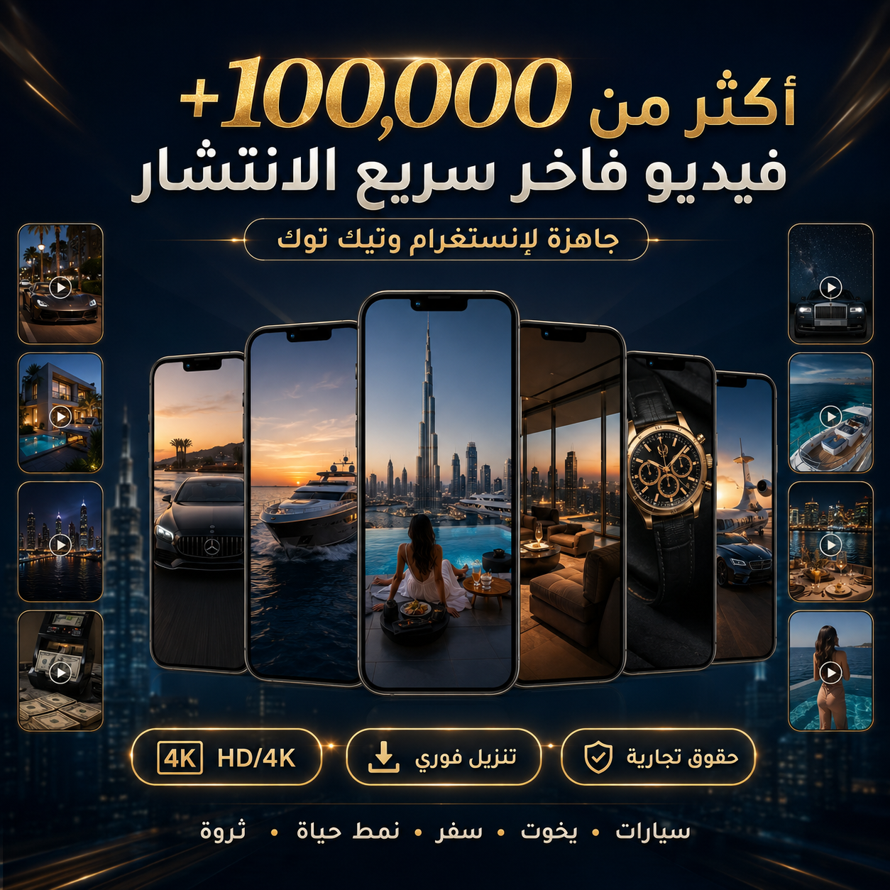 حزمة 100,000+ فيديو جاهز للنشر بدون ظهور | محتوى قصير للريلز وتيك توك بجودة 4K